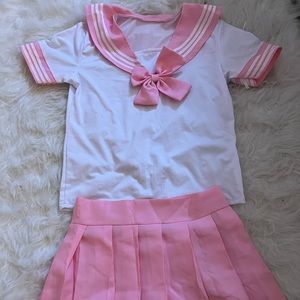 Cute pink school girl outfit